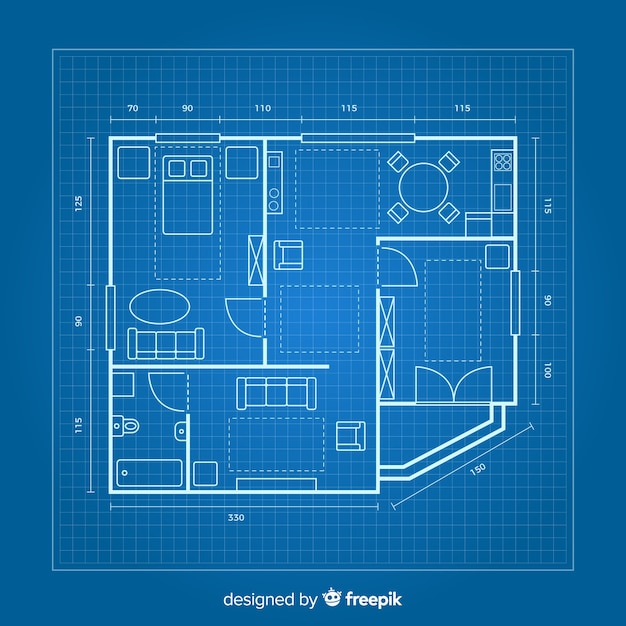 Drawing of a home on blueprint