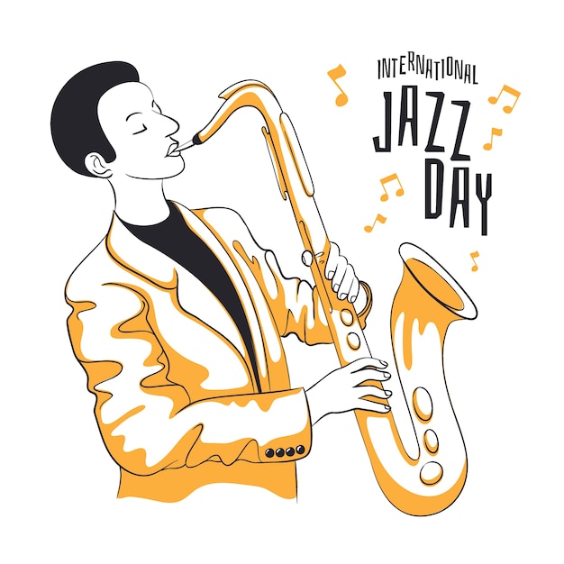 Free Vector drawing internationl jazz day design