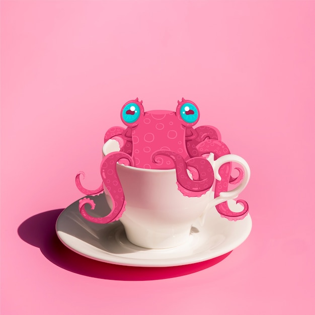 Free Vector drawing of a octopus in a coffee cup