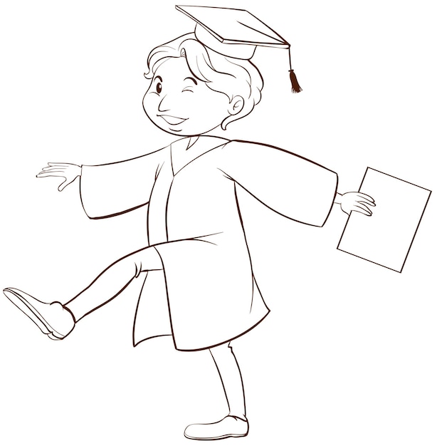 A drawing of a person graduating