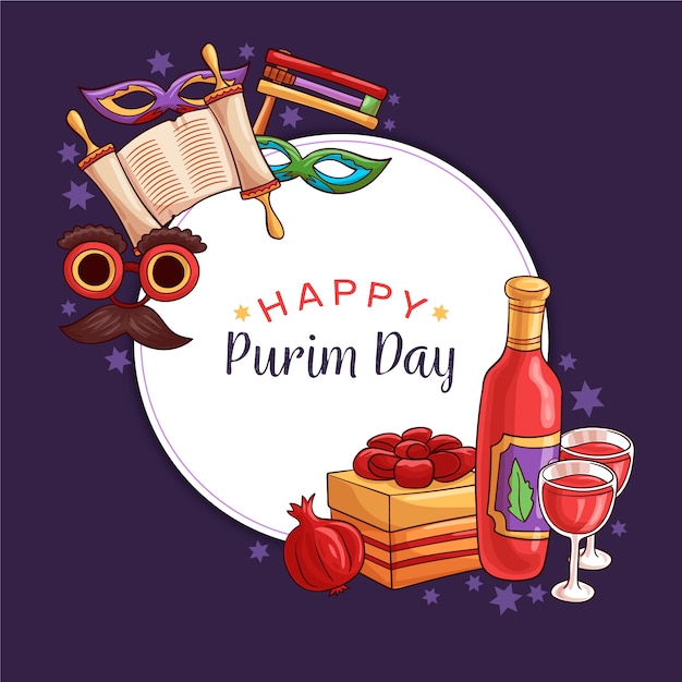 Free Vector drawing of purim day