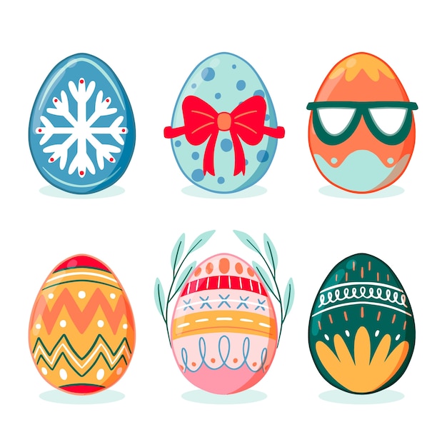 Free Vector drawing with easter day egg collection