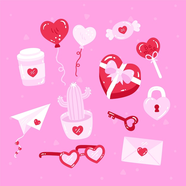 Drawing with valentines day element collection