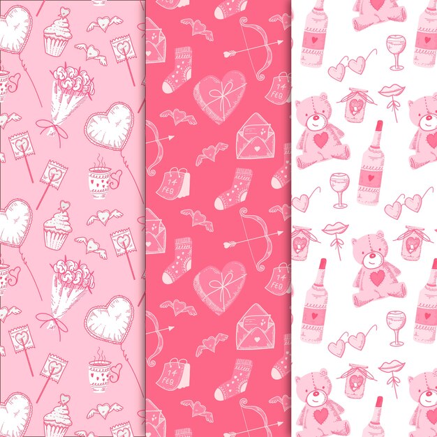 Drawing with valentines day pattern collection