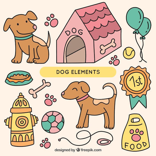 Free Vector drawings dog elements