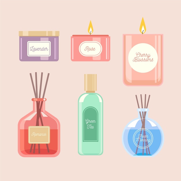 Free Vector drawn aromatherapy element pack