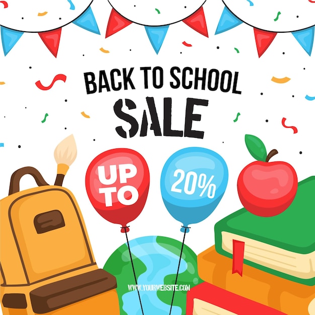 Free Vector drawn back to school sales illustration