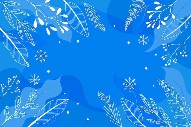 Drawn background with winter leaves