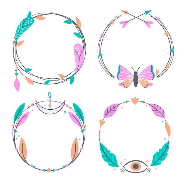 Drawn boho frames pack