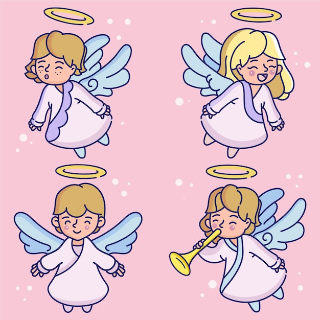 Drawn christmas angels collection