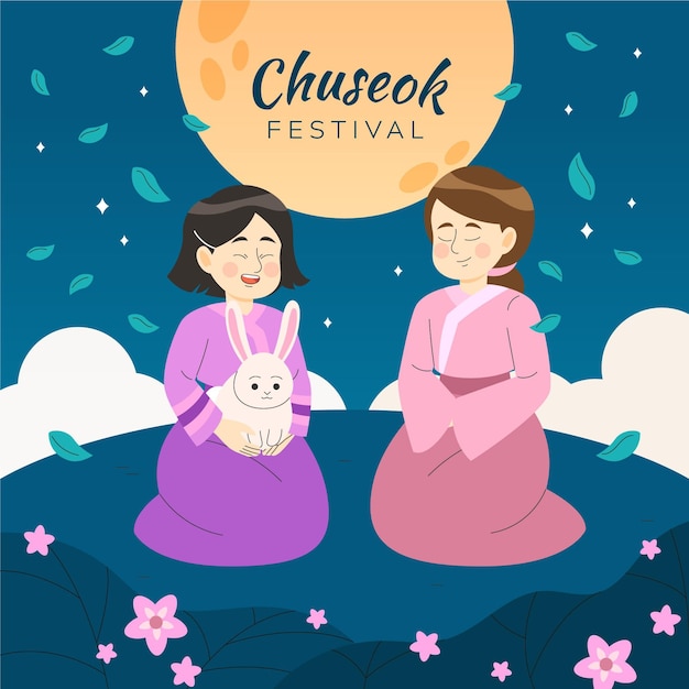 Free Vector drawn chuseok festival event illustrated