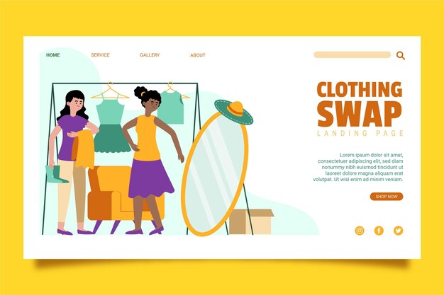 Drawn clothing swap landing page