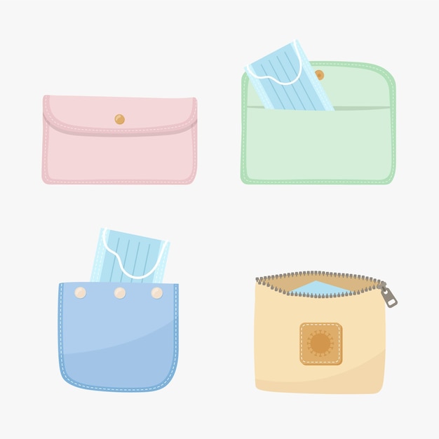 Free Vector drawn collection of face mask storage cases