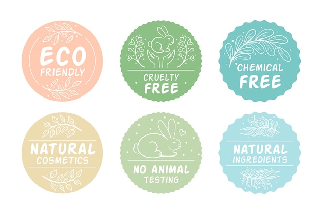 Free Vector drawn cruelty free badges pack