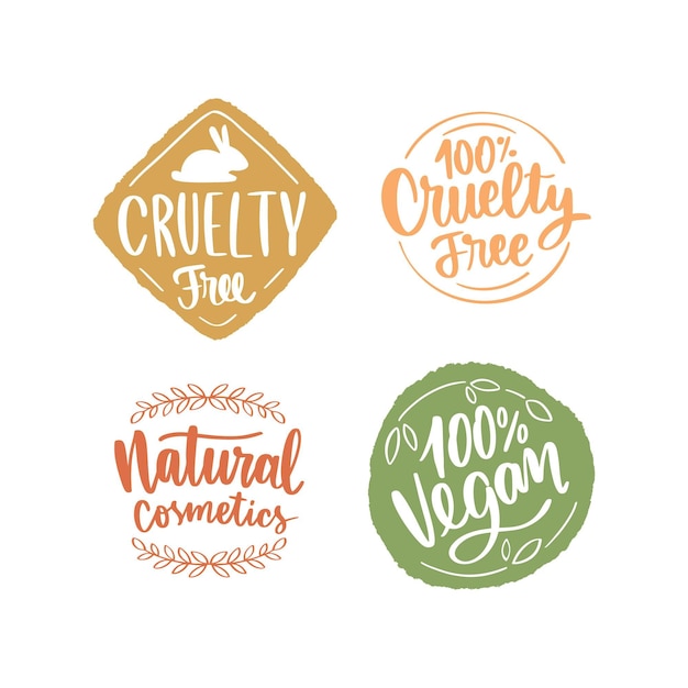 Drawn cruelty free badges set