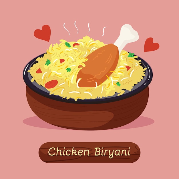 Drawn delicious chicken biryani