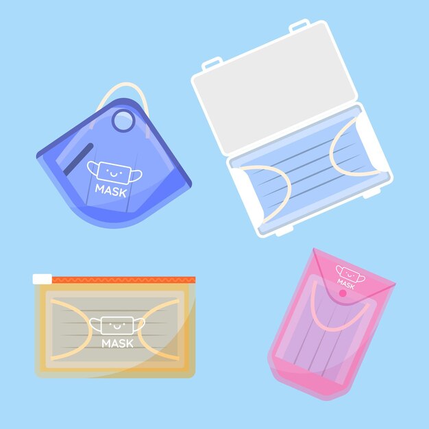 Drawn face mask storage case set