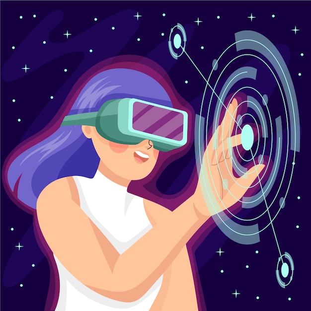 Free Vector and drawn flat design metaverse illustration