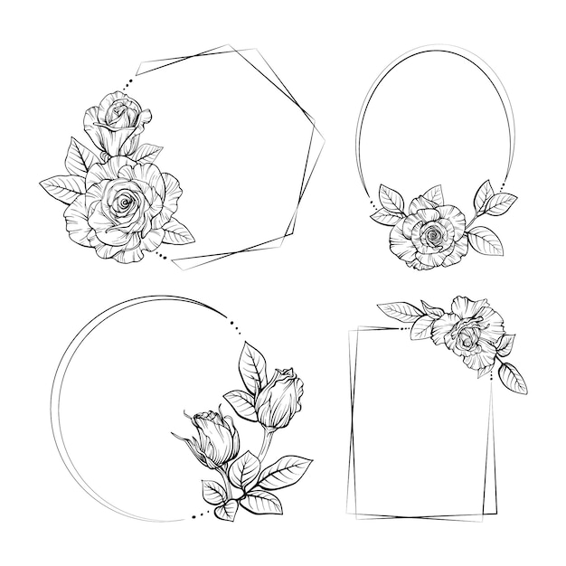 Drawn floral frame collection