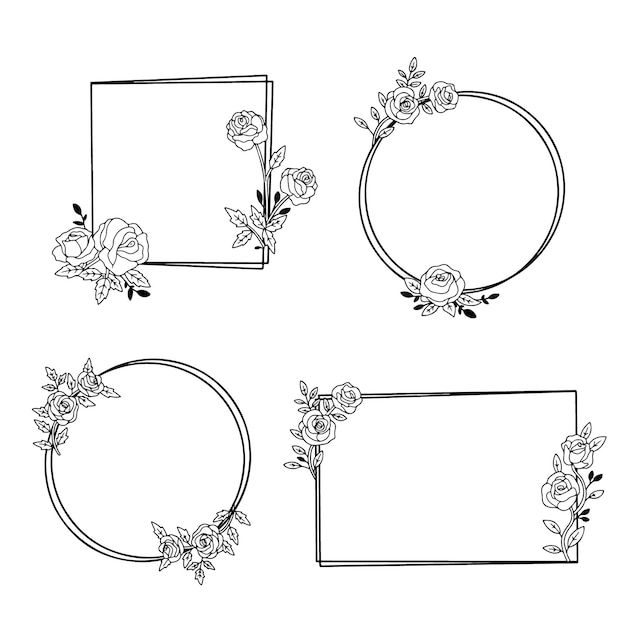 Free Vector drawn floral frame collection