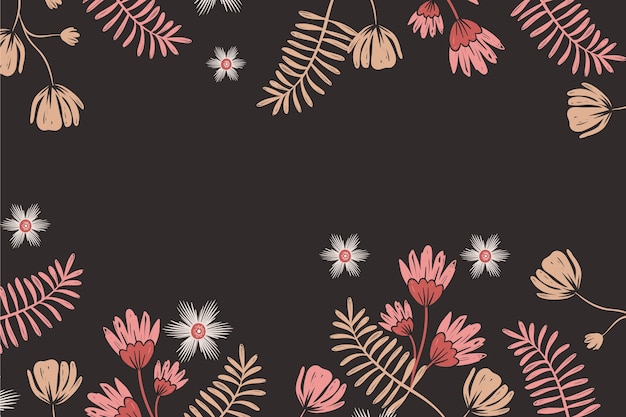 Drawn flowers on blackboard wallpaper