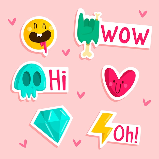 Drawn funny sticker set