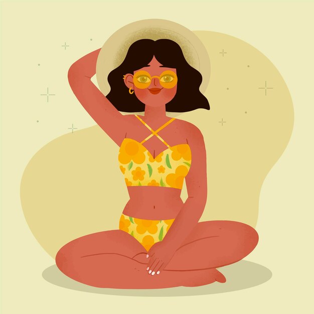 Drawn girl in bikini illustration