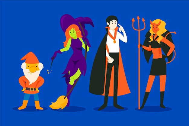 Free Vector drawn halloween characters set