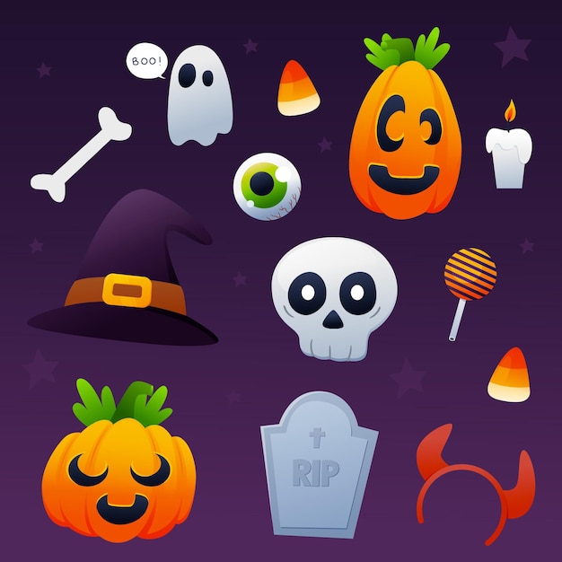 Drawn halloween elements pack