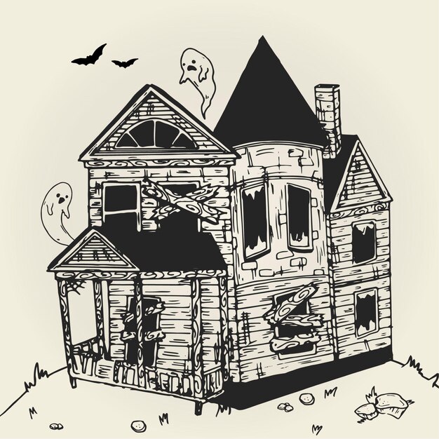 Drawn halloween house