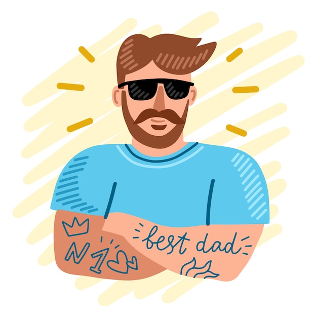 Drawn illustration with fathers day concept