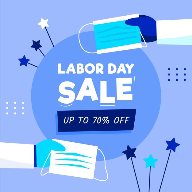 Drawn labor day sale promotion illustration