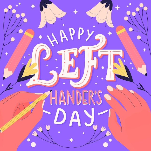 Drawn left handers day event illustration