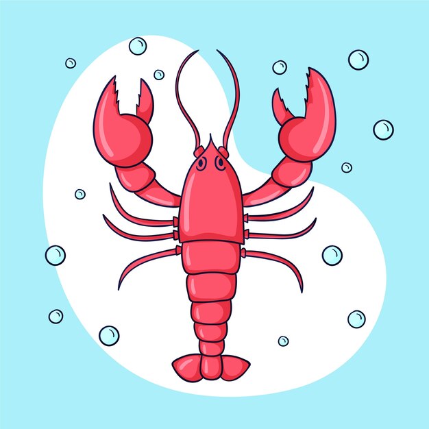 Drawn marine crawfish illustration