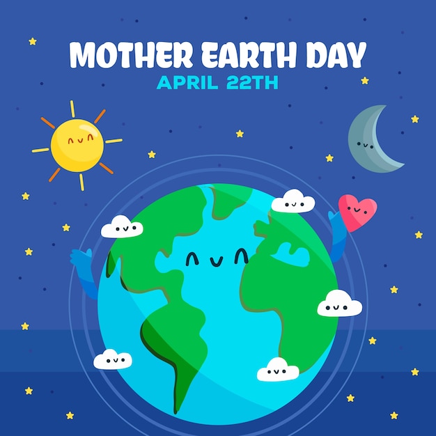 Drawn mother earth day illustration