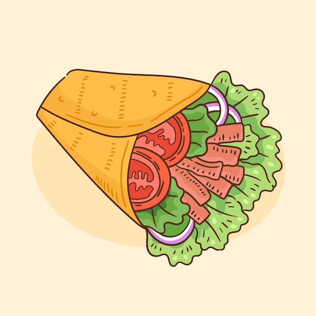 Free Vector drawn nutritious shawarma illustration