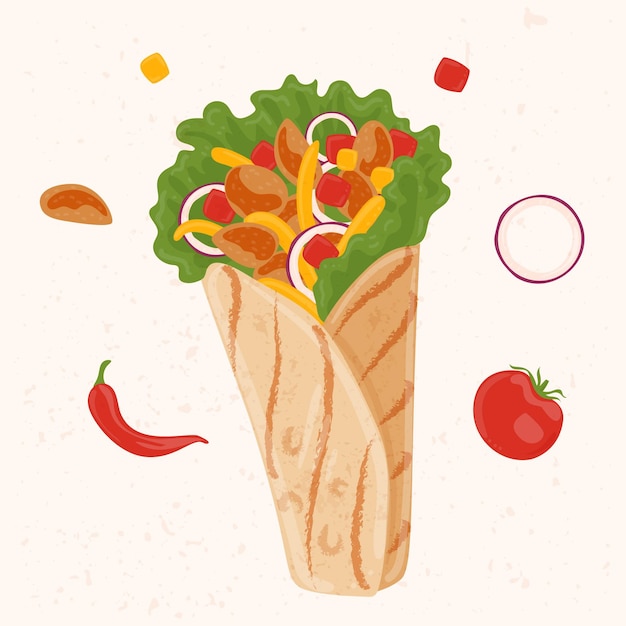 Free Vector drawn nutritious shawarma illustration