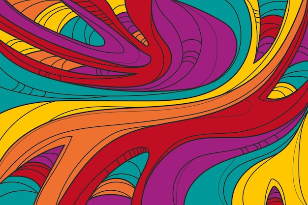 Drawn psychedelic groovy background