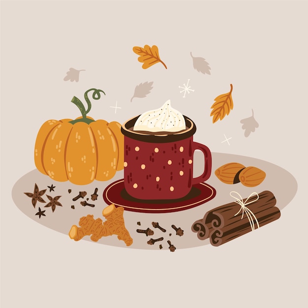 Drawn pumpkin spice illustration