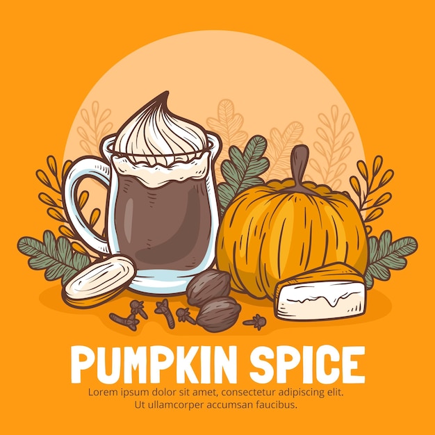 Free Vector drawn pumpkin spice illustration