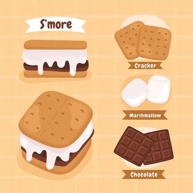 Drawn s'mores dessert illustrated