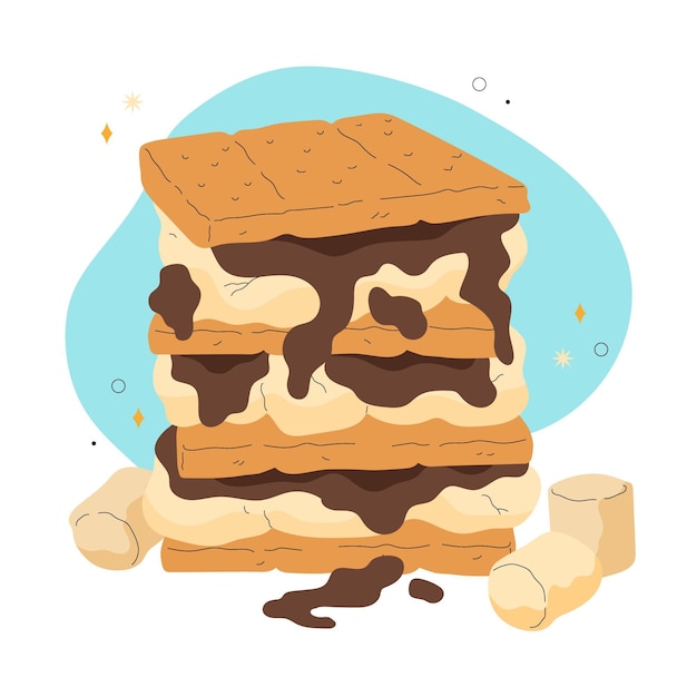 Free vector drawn s'mores dessert illustrated