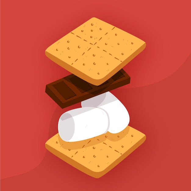 Drawn s'mores dessert illustrated