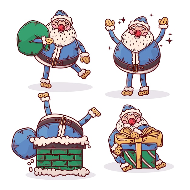 Free Vector drawn santa claus character pack