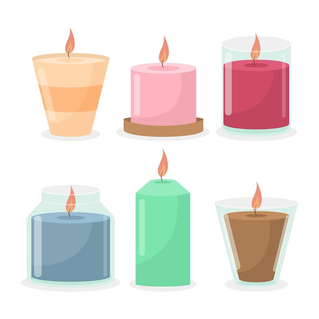 Free Vector drawn scented candle pack