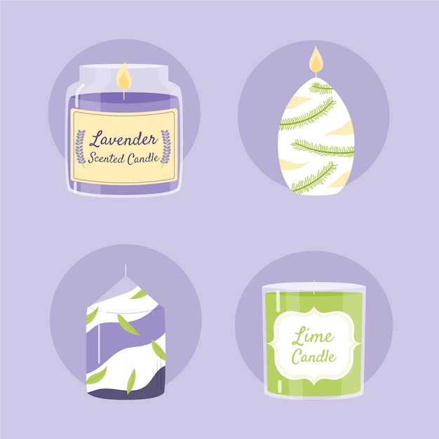 Free Vector drawn scented candle pack