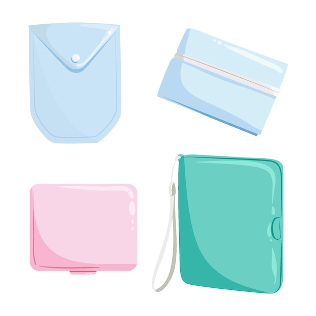 Drawn set of face mask storage cases