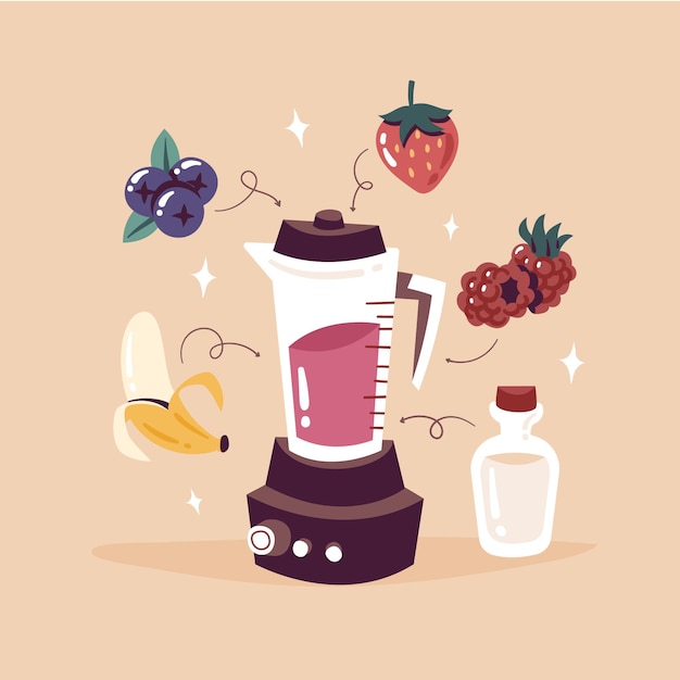 Free Vector drawn smoothies in blender glass