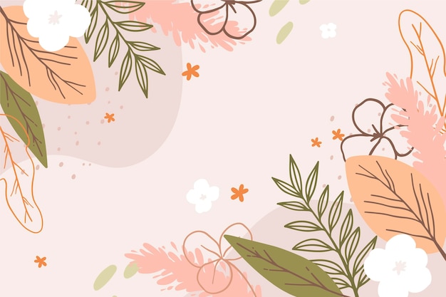 Drawn spring background with flowers