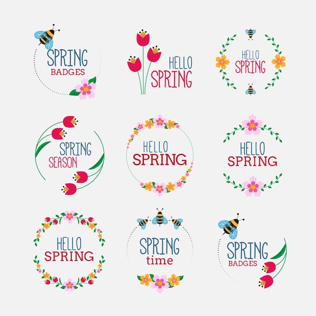 Drawn spring labels set